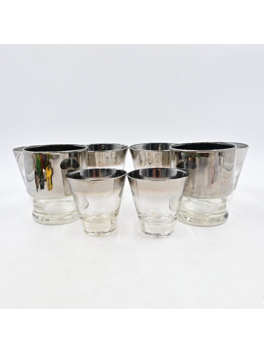 Dorothy Thorpe Style Silver Fade Lowball Glasses Rocks Tumbler Set of 8 Vtg MCM
